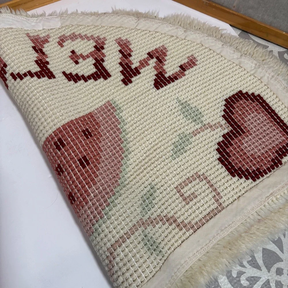 Good Shepherd Latch Hook Welcome Mat Rug‎ Half Moon Watermelon 1985
